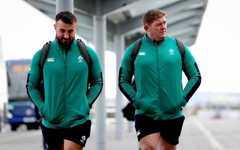 Rónan Kelleher and Tadhg Furlong. Photograph: Ryan Byrne/Inpho