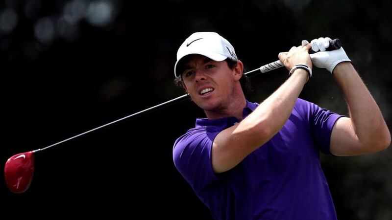 Rory McIlroy  tees off on the fifthon his way to a top 10 finish with a final round 65