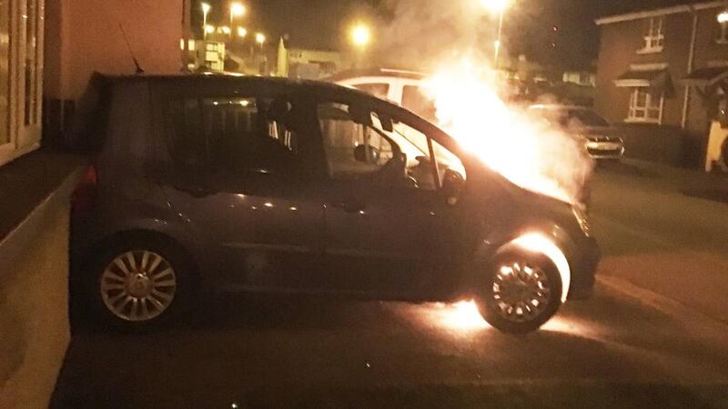 The car  belonging to Sinn Féin councillor Kevin Campbell was set alight outside of the family home in Creggan, Derry.