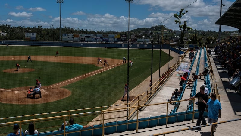 The Cayey Toritos playing  their home opener at Estadio Hermanos Marrero, in Aibonito, Puerto Rico. Photograph: Dennis M Rivera Pichardo/The New York Times