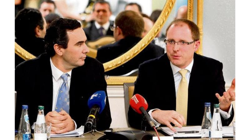 Pierre de Villemejane (left) and Anthony Jones of WWRD announcing the new Waterford Crystal facility in Waterford city