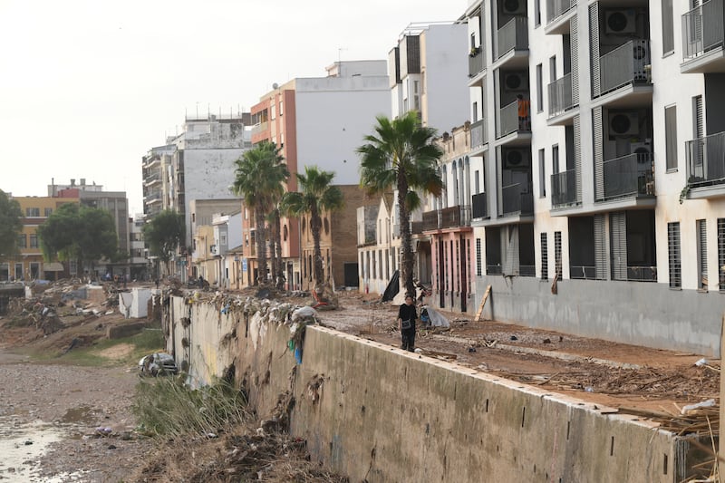 Debris and mud cover the ground after flooding hit large parts of the country in Paiporta, Valencia, Spain. Photograph: David Ramos/Getty Images