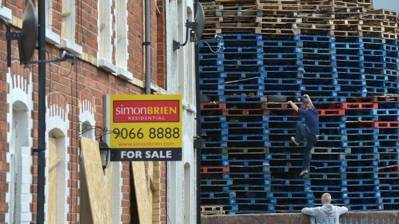 The Chobham Street pallet pile earlier on Saturday, July 11th, before it was set on fire right beside the terraced houses. Photograph: Charles McQuillan/Getty Images