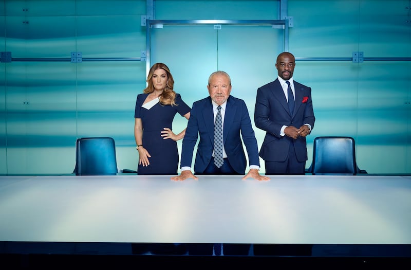 The Apprentice: Karren Brady, Alan Sugar and Tim Campbell. Photograph: Ray Burmiston/Naked/BBC