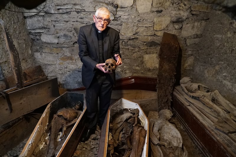 Archdeacon David Pierpoint in the crypt of St Michan’s Church in Dublin. Photograph: Enda O'Dowd