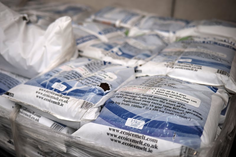 Salt bagged ready for use at the North City Operations Depot in Ballymun. Photograph: Chris Maddaloni
