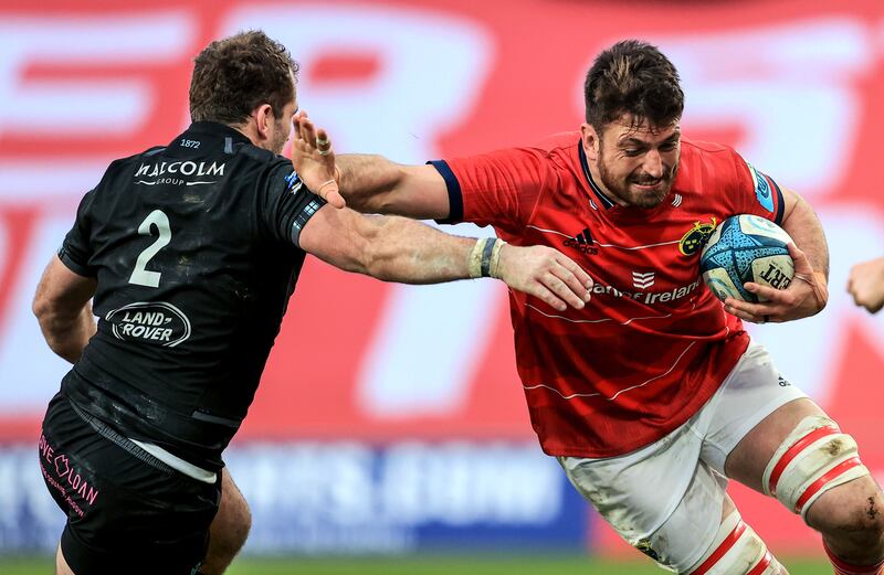 Fraser Brown of Glasgow Warriors and Munster's Jean Kleyn  during their URC clash last weekend. Photograph: Dan Sheridan/Inpho