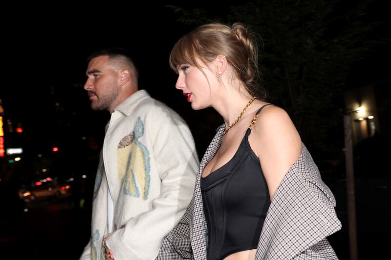 Travis Kelce and Taylor Swift pictured in New York City. Photograph: Johnny Nunez/WireImage