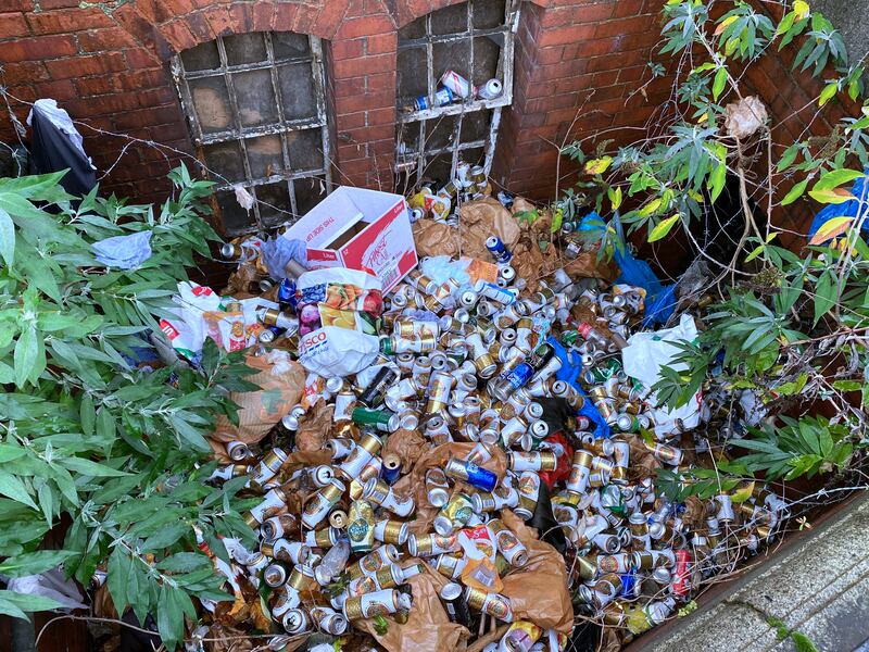 Rubbish in the basement area of a derelict house off Francis Street, Dublin. Photograph Nick Bradshaw