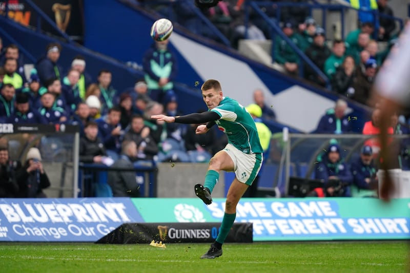 Ireland's Sam Prendergast. Photograph: Jane Barlow/PA