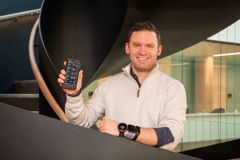 Dr Rob Argent, lecturer in digital and connected health, sporting some of the wearable tech that delivers valuable data used on the course