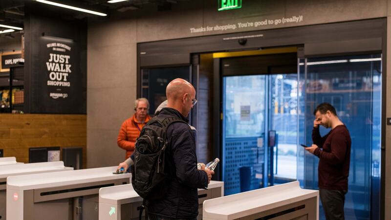 The technology inside the new convenience store, opening Jan. 22, 2018 in Seattle, enables a shopping experience like no other –  including no checkout lines. (Kyle Johnson/The New York Times)