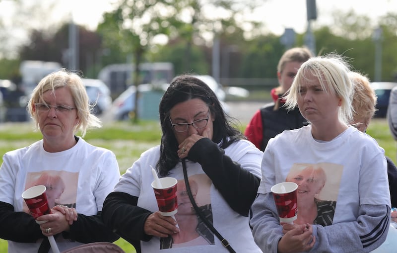 Family and friends of Lisa Thompson attend a vigil in Ballymun Dublin in 2022. Photograph: Colin Keegan/Collins Dublin
