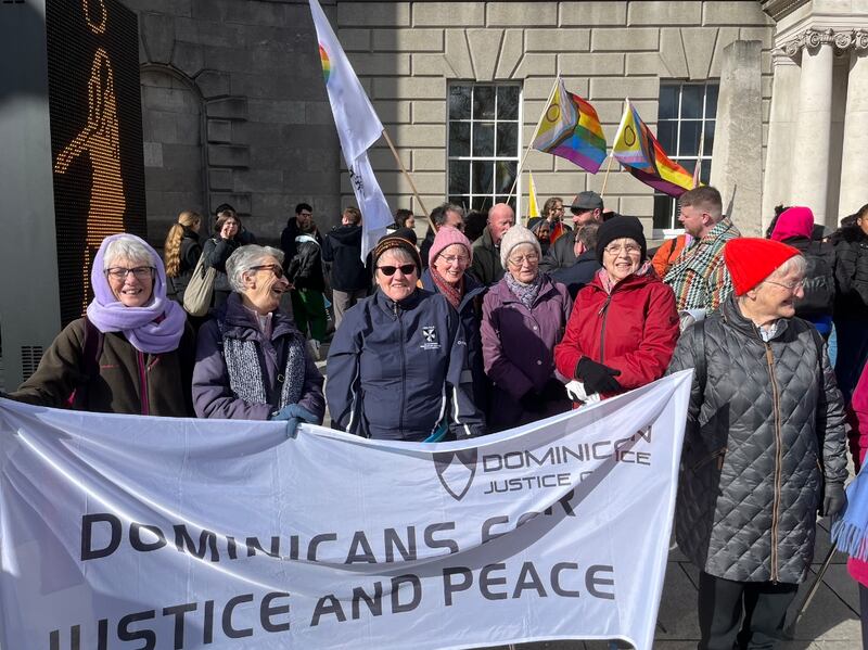 A group of Dominican nuns who took part in the Le Chéile Stand Together national solidarity march. Photograph: Jack White