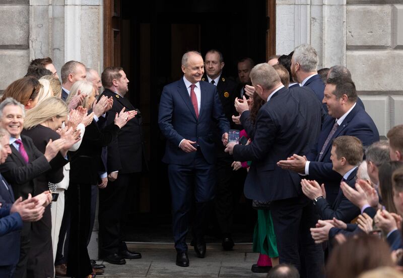 Micheál Martin is congratulated by Fianna Fáil colleagues after being elected Taoiseach at Leinster House. Photograph: Sam Boal/Collins Photos 