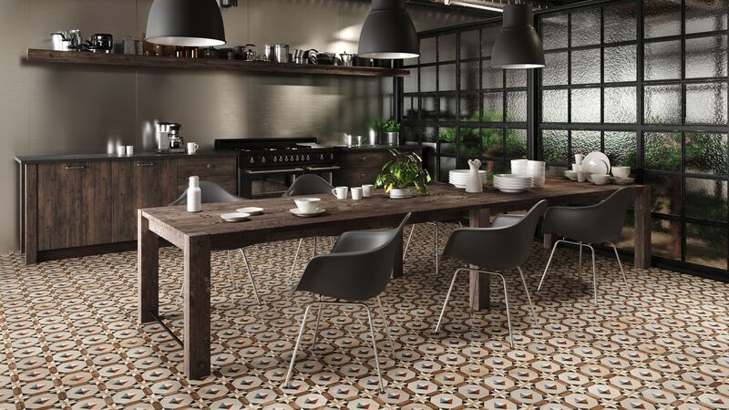 Lapicida's Comillas Natura patterned floor tiles