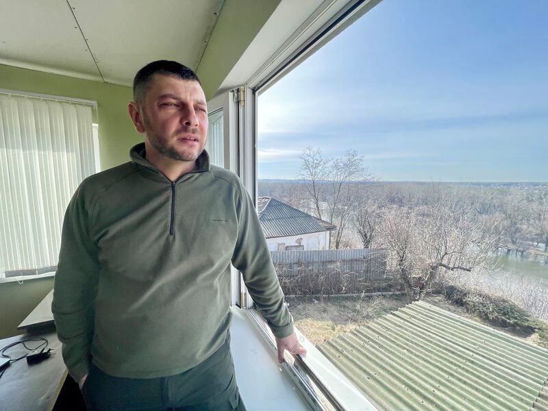 Volodomyr Zelenskiy is an activist and volunteer in the eastern Ukrainian town of Izium and he shares the name of his country's president. He helped evacuate fellow residents before Izium was fully occupied by Russian troops on April 1st, 2022. Photograph: Daniel McLaughlin