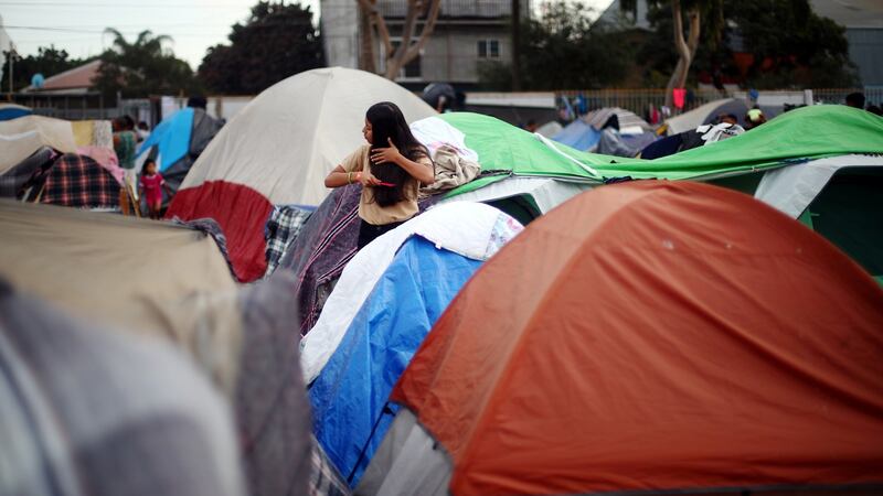 Migrant caravan: Tents pitched in Tijuana, Mexico. Photograph: Hannah McKay/Reuters