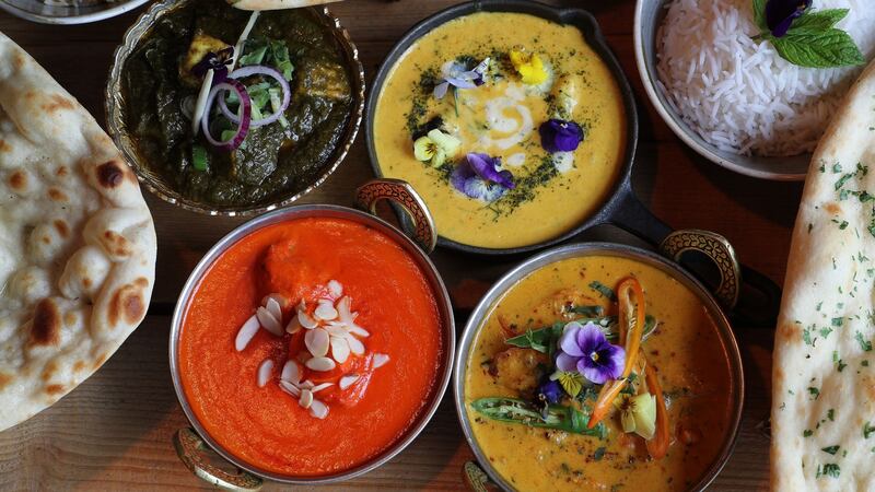 Dishes from Daata in Greystones, Co Wicklow: Saag Paneer, Tikka Masala, Mughlai Prawn and Famous Afghani Chicken. Photograph: Nick Bradshaw