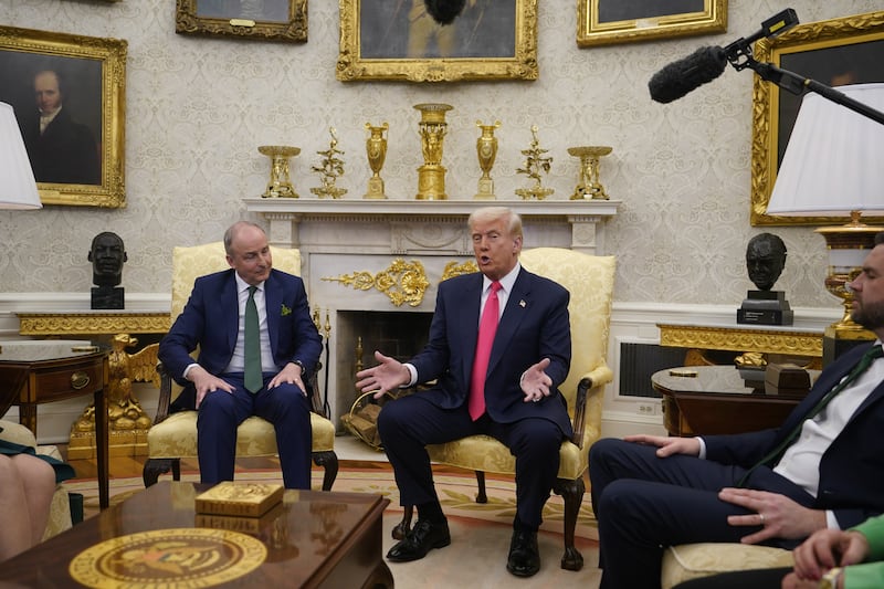 Donald Trump and the Taoiseach in the Oval office. Photograph: Niall Carson/PA