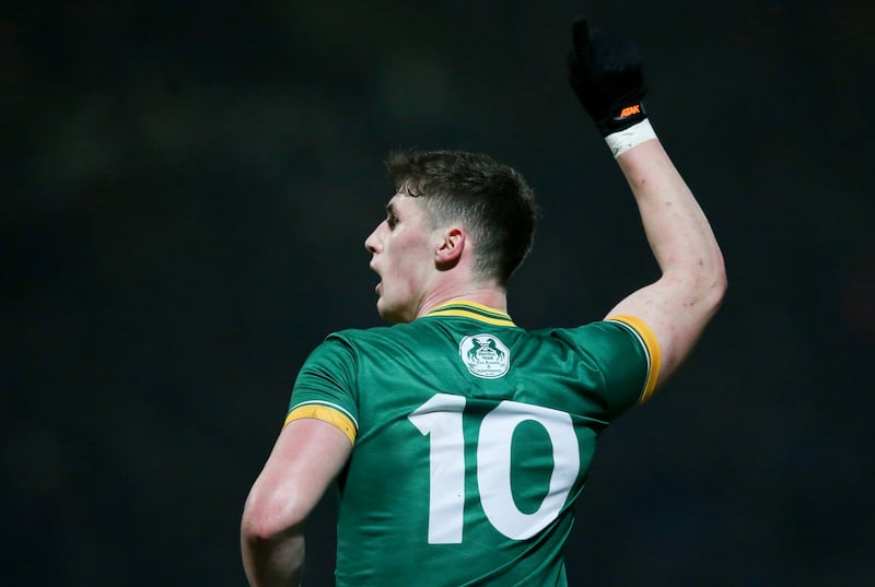 Allianz Football League Division 2, Pairc Esler, Down 15/2/2025
Down vs Meath
Meath's Conor Duke celebrates scoring a point
Mandatory Credit ©INPHO/Leah Scholes