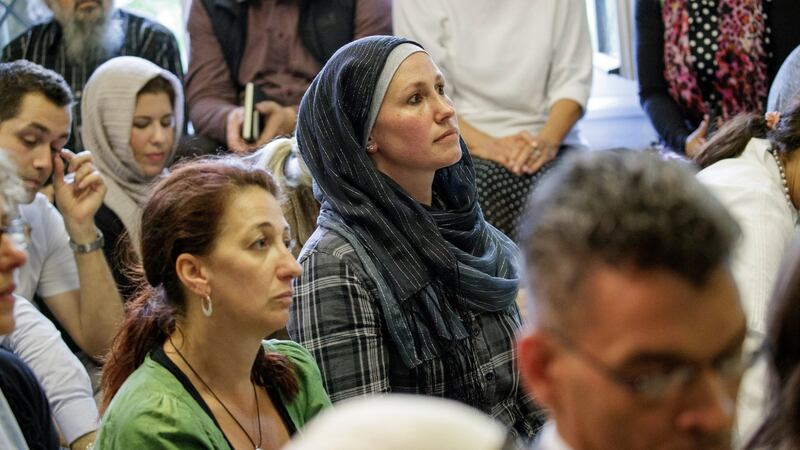 The prayer room of the Ibn-Rushd Goethe Mosque in Berlin on  June 16th, 2017.  It is open to Sunnis and  Shias among others. Photograph:  Carsten Koall/EPA