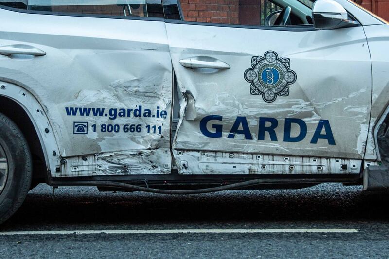 The damage to the garda vehicle. Photograph: Damien Storan