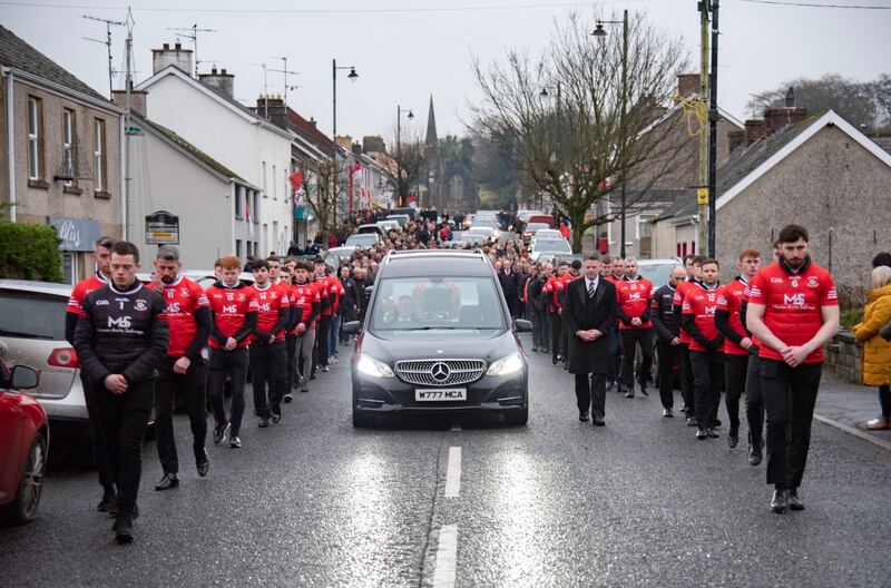 Jody Gormley's funeral in Trillick, Co Tyrone, on December 12th. His departure brought an outpouring of grief that was measured by his bravery. Photograph: Pacemaker 