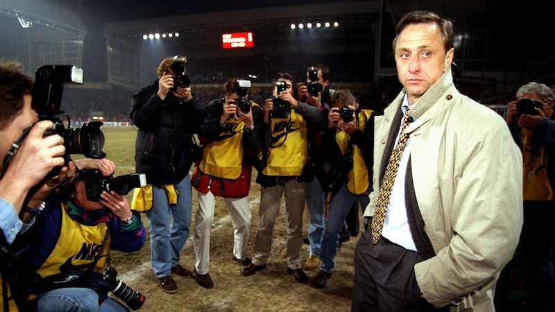 Barcelona manager Johan Cruyff before a  Uefa Cup match against PSV Eindhoven at the Philips Stadion. Photograph: Gary M Prior/Allsport