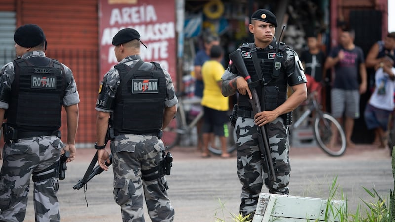 Members of the elite ROTAM police force after their unit killed a suspected drug dealer in Belém in November. Photograph: Tyler Hicks/The New York Times