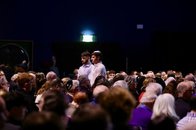 Protesters turn their back during Michael D Higgins' speech at the National Holocaust Memorial Day. Photograph: Alan Betson