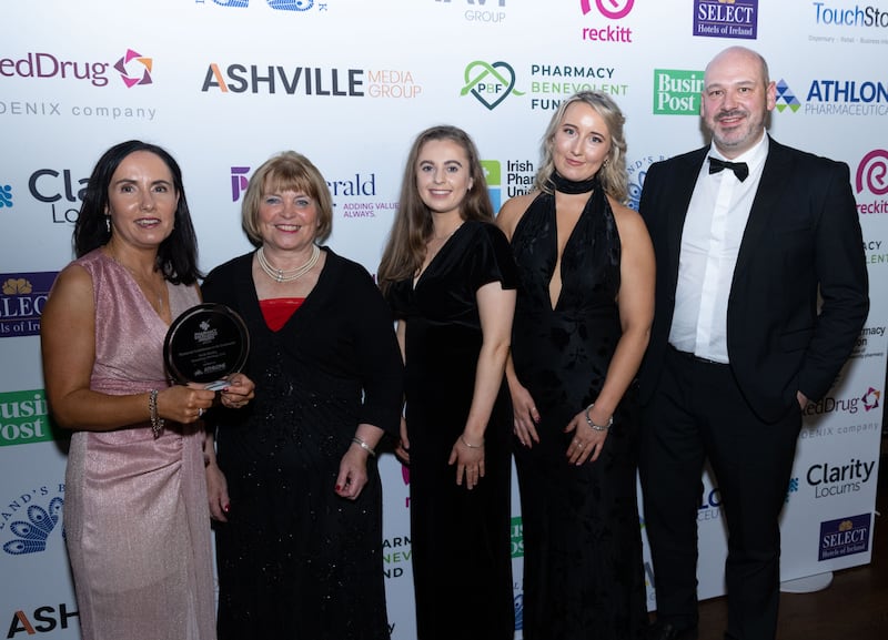 Noelle Madden and Rosscarberry Team, Winners of the Pharmacist contribution to the community Award. Photograph: Paul Sherwood