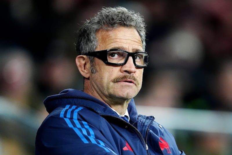 France head coach Fabien Galthie looks on as his team slip to a late defeat against England at Twickenham. Photograph: David Davies/PA Wire