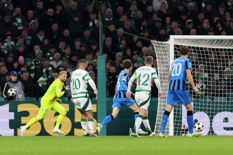 Celtic's Cameron Carter-Vickers scores an own goal. Photograph: Ian MacNicol/Getty Images