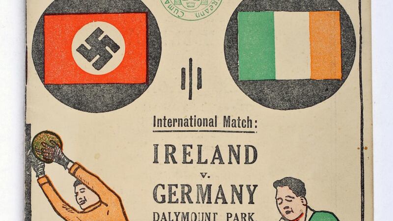 Lot 471, a 1936 football programme of the game between Ireland and  Germany showing the Nazi flag beside the tricolour (€600–€800).