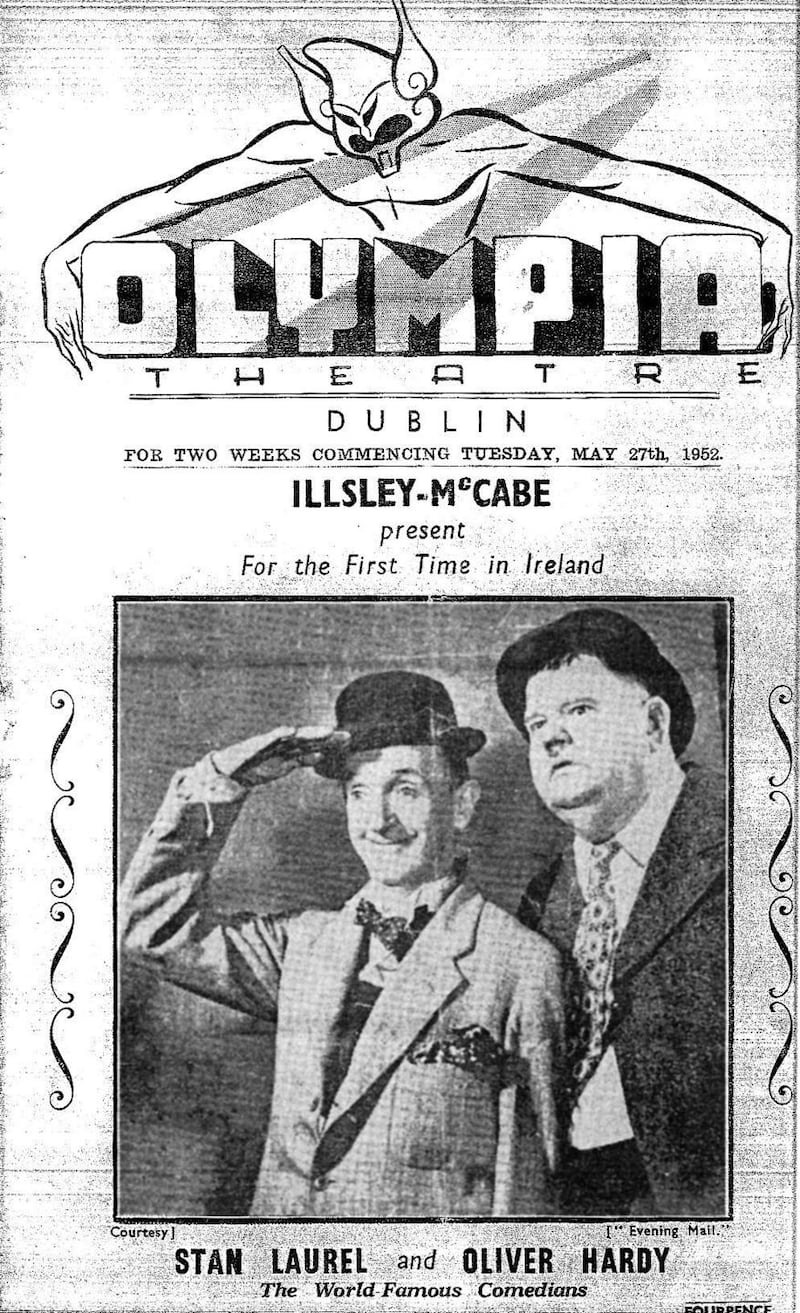 The play bill from Laurel and Hardy’s show at the Olympia Theatre, Dublin, 1952.