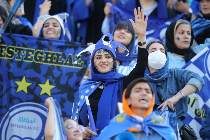 Iranian fans of Esteghlal football club at the Azadi stadium in Tehran on August 25th, 2022. Photograph: Hossein Zohrevand/Tasnim News/AFP via Getty Images