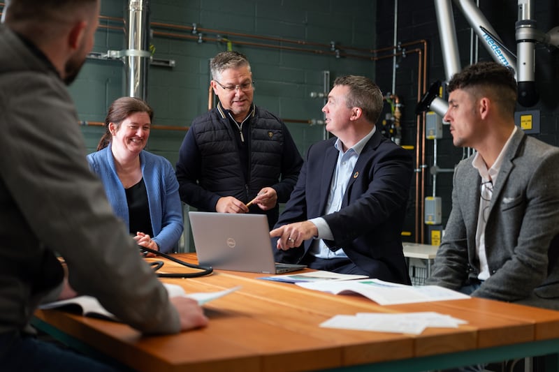 Bobby Gleeson (third left), chief operating officer with Gas Networks Ireland, meeting with colleagues at the Network Innovation Centre in Dublin