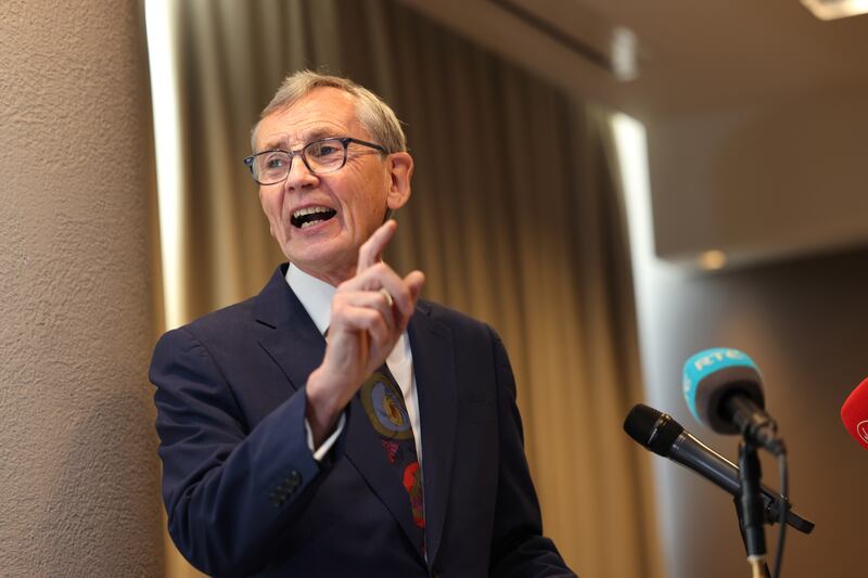 Dr Gabriel Scally, speaking at the publication of his report. Photograph: Dara Mac Dónaill







