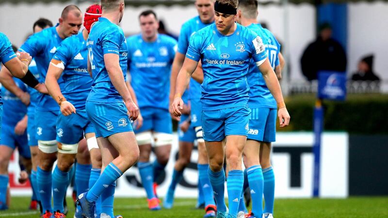 The Leinster team in action against Benetton last weekend at the RDS Arena. Photograph: Ryan Byrne/Inpho