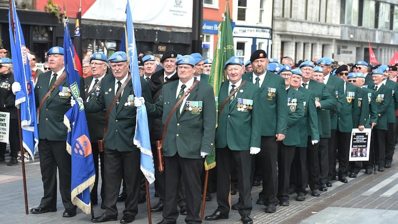 Almost 1,500 retired members of the Defence Forces attended the rally in Cork.  Photograph: Michael Mac Sweeney/Provision