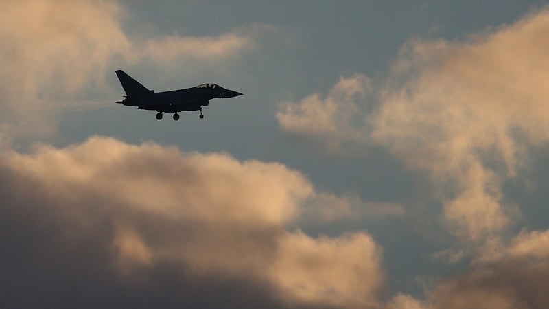 An RAF Typhoon over RAF Akrotiri in Cyprus to begin operations on December 3rd. Photograph: Matt Cardy/Getty Images