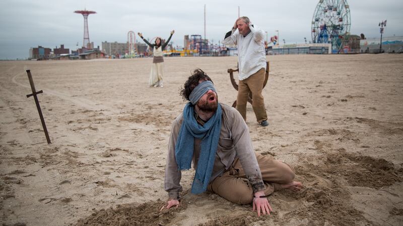 Sligo’s Blue Raincoat Theatre Company rehearsing on New York’s  Coney Island Beach