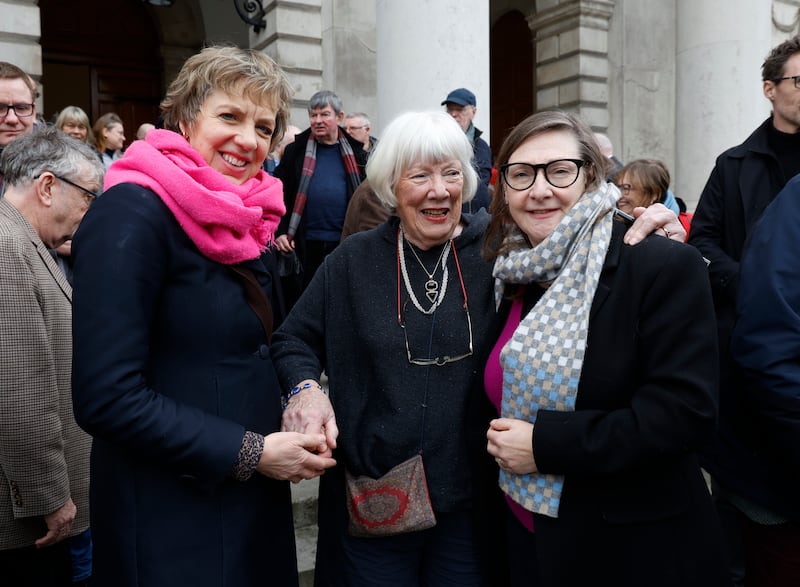 Labour leader Ivana Bacik with actors Rosaleen Linehan and Pauline McLynn. Photograph: Nick Bradshaw
