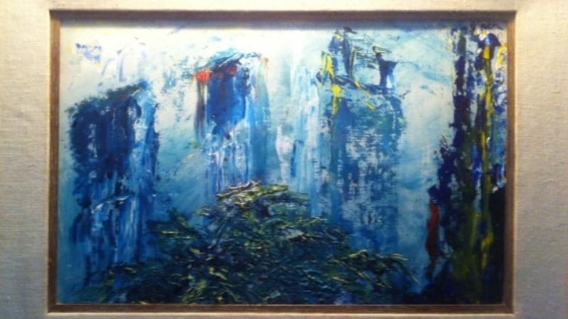 The Fern in the Area by Jack B Yeats, which measures 40cm by 50cm.