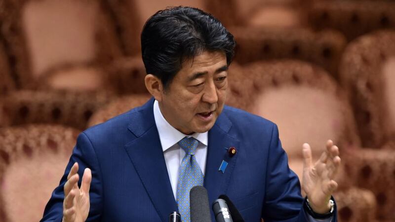 Shinzo Abe, who may or not say sorry this week for Japan’s actions in WW2. Photograph: Yoshikazu Tsuno/AFP/Getty Images