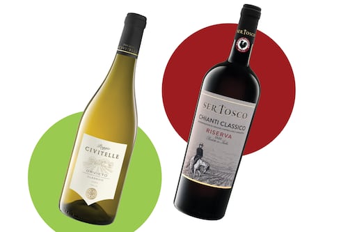 Two Italian wines at reduced prices to try — a classic Chianti and dry white