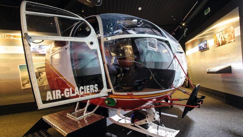 The original helicopter from the film, now a simulator at the Bond museum