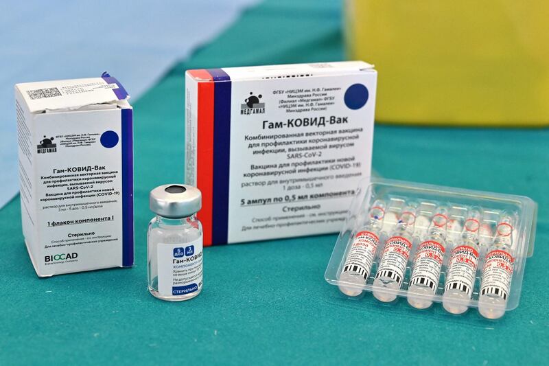 The Russian Sputnik V Covid-19 vaccine. Photograph: Andreas Solaro/AFP via Getty