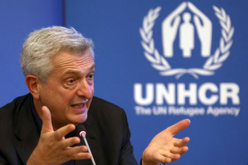 United Nations High Commissioner for Refugees Filippo Grandi gives a press conference in Beirut on October 6th. Photograph: Ibrahim Amro/AFP via Getty